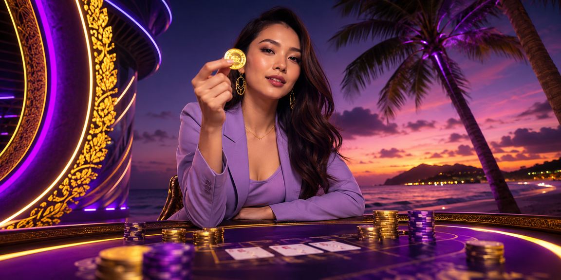 Suasana permainan baccarat dan jackpot di Langkawi dengan hiasan batik tradisional Malaysia